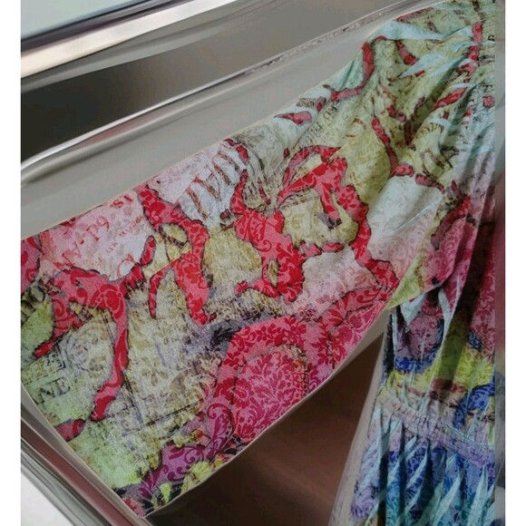 Mally & Millie USA Dress Size M 3/4 Sleeves Multi Color Elastic Waist - Picture 4 of 11